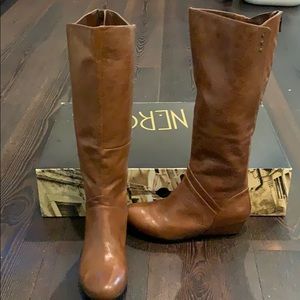 Via Neroli MTINTIME Brown Knee Boot Wedge Leather